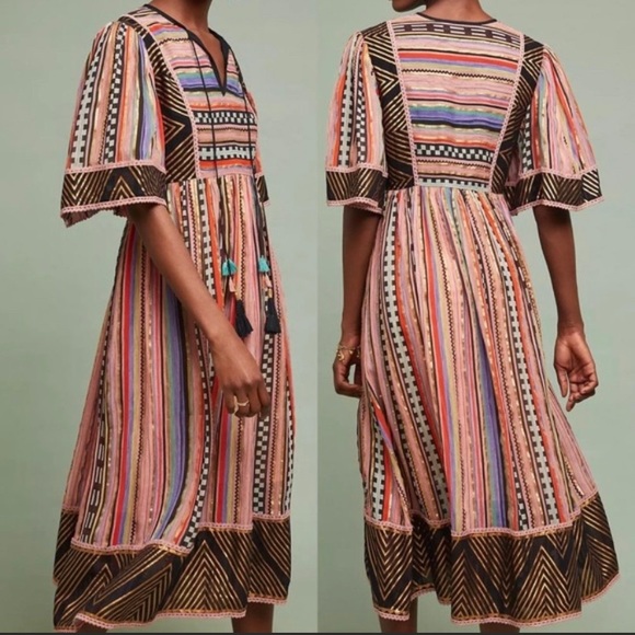 Anthropologie Dresses & Skirts - ISO Anthropologie Verb By Pallavi Singhee Rainbow Striped Tunic Dress Size L